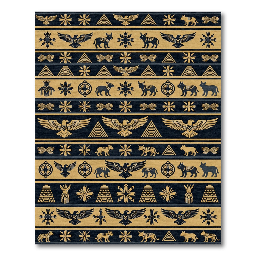 Geometric Eagle Wolf Sun Mandala Print Rug