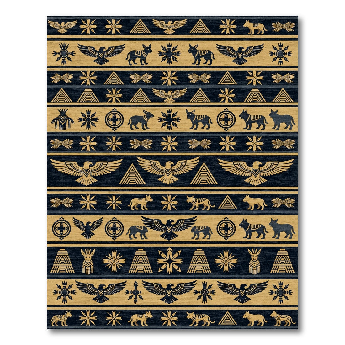 Geometric Eagle Wolf Sun Mandala Print Rug
