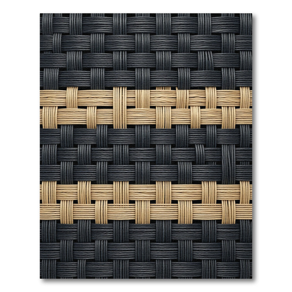 Two Tone Woven Black and Tan Grid Rug