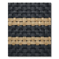 Two Tone Woven Black and Tan Grid Rug