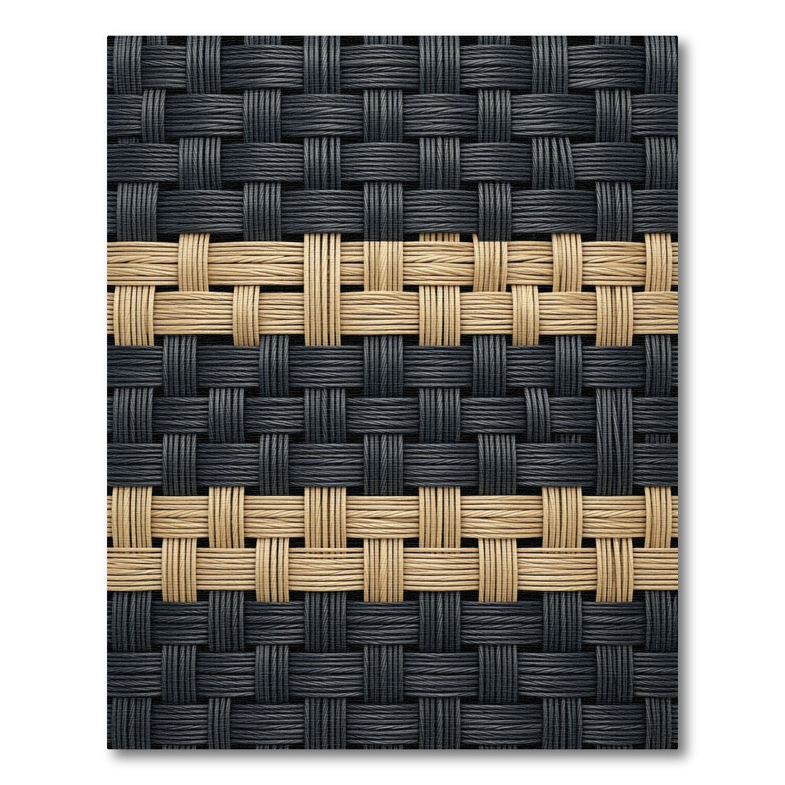 Two Tone Woven Black and Tan Grid Rug