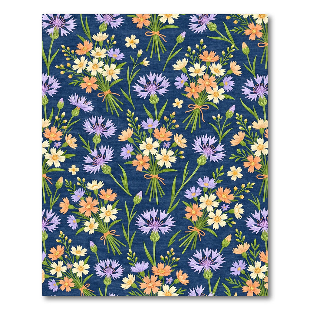 Pastel Floral Bouquet Cornflower Medley Rug