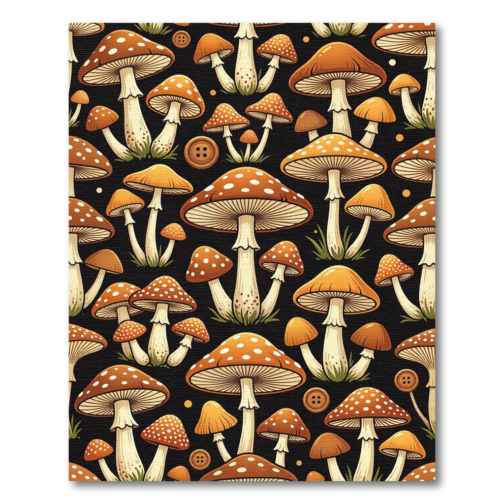 Enchanted Orange Mushroom Forest Floor Rug