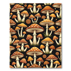 Enchanted Orange Mushroom Forest Floor Rug