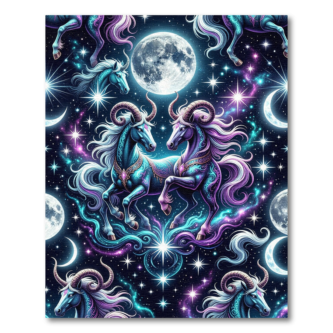 Celestial Cosmic Ram Astral Galaxy Art Rug