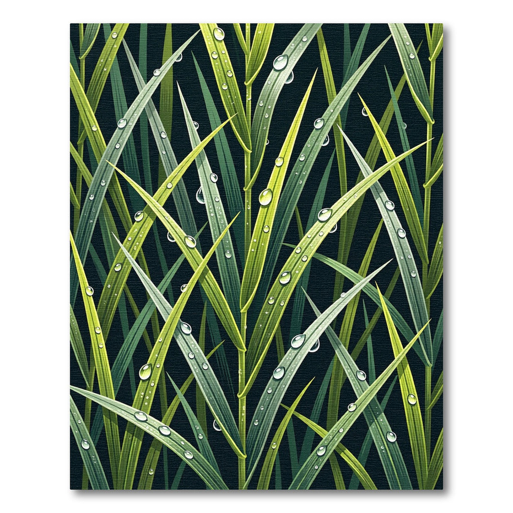 Lush Dewy Grass Botanical Backdrop Rug