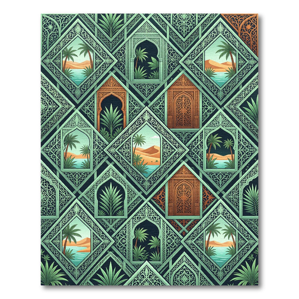 Emerald Oasis Diamond Arch Foliage Rug