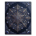 Ornate Blue and Gold Floral Mandala Rug