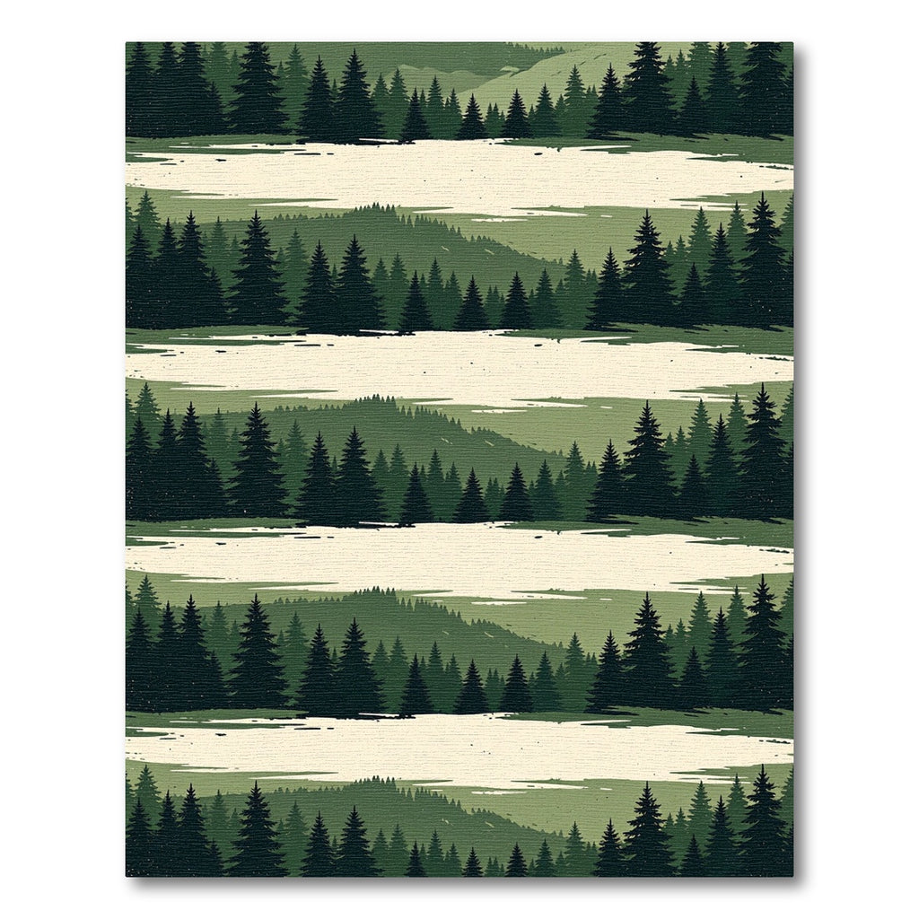 Earthy Forest Silhouette Striped Area Rug