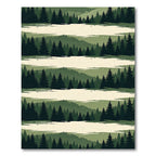 Earthy Forest Silhouette Striped Area Rug