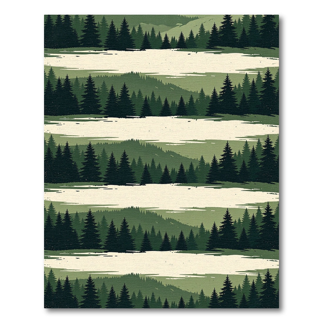 Earthy Forest Silhouette Striped Area Rug