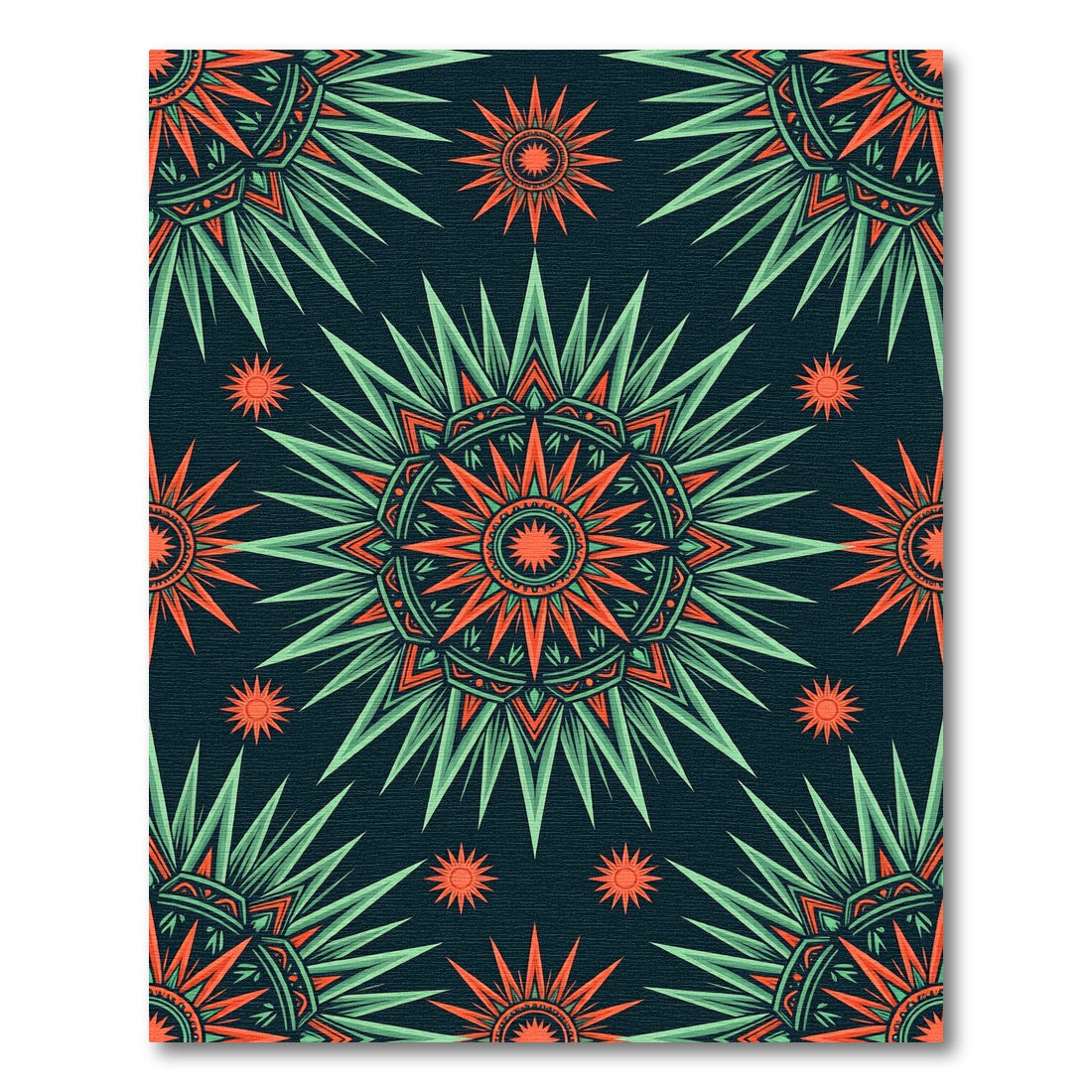 Radiant Emerald Coral Celestial Starburst Rug
