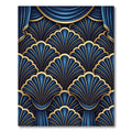 Art Deco Blue Gold Fan Medallion Rug
