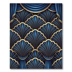 Art Deco Blue Gold Fan Medallion Rug