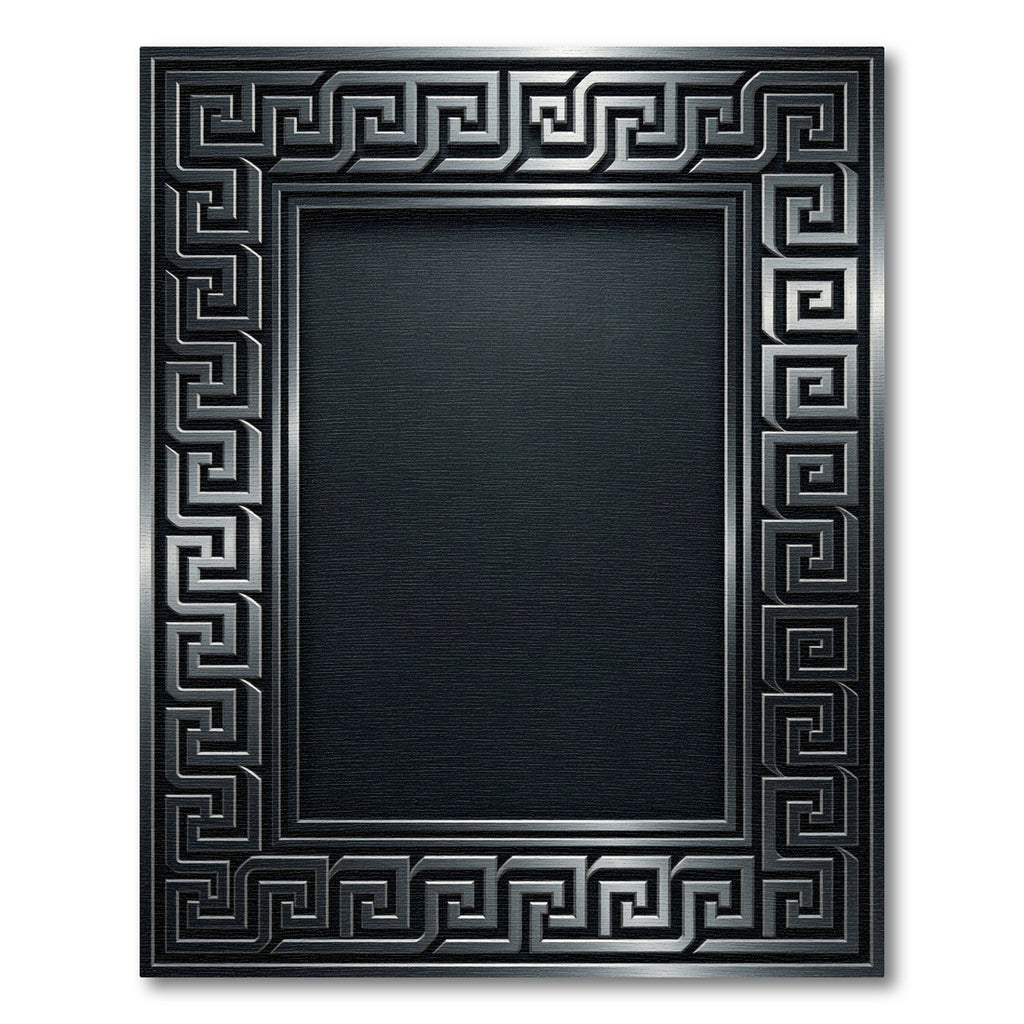 Gray Geometric Greek Key Border Rug