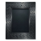 Gray Geometric Greek Key Border Rug