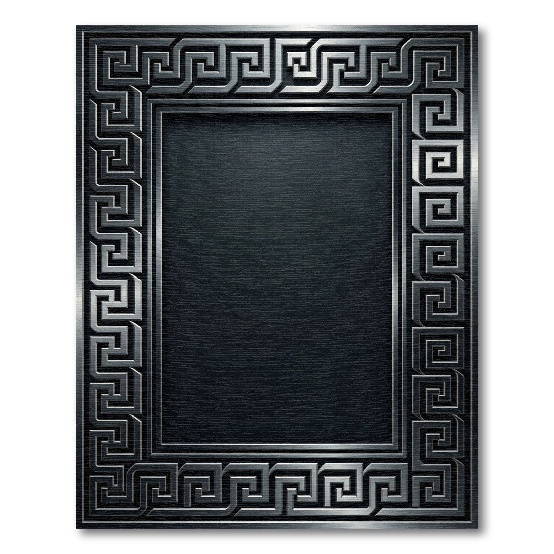 Gray Geometric Greek Key Border Rug