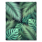 Lush Tropical Monstera Palm Leaf Rug