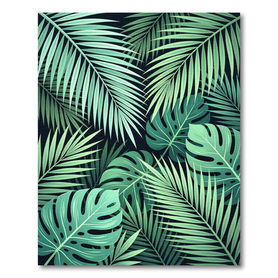 Lush Tropical Monstera Palm Leaf Rug