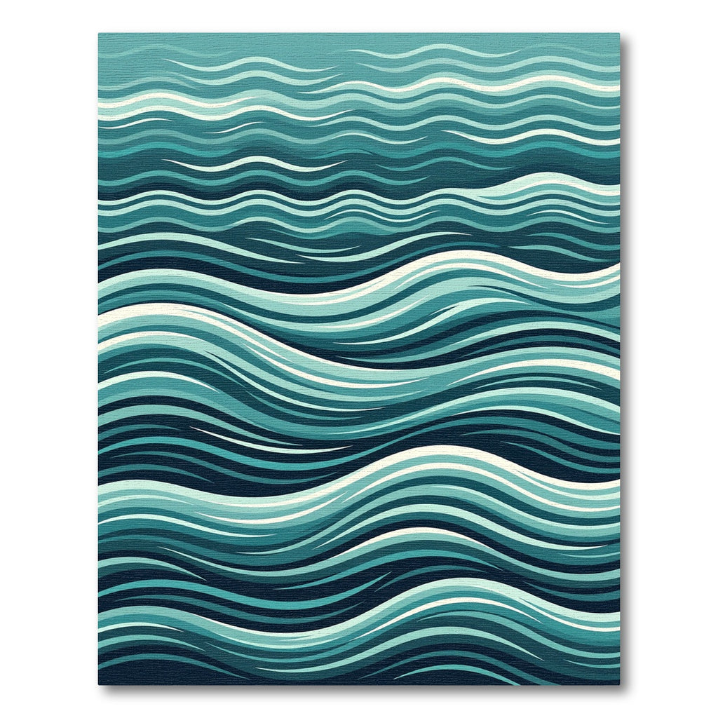 Coastal Teal Abstract Layered Wave Rug