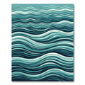 Coastal Teal Abstract Layered Wave Rug