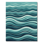 Coastal Teal Abstract Layered Wave Rug