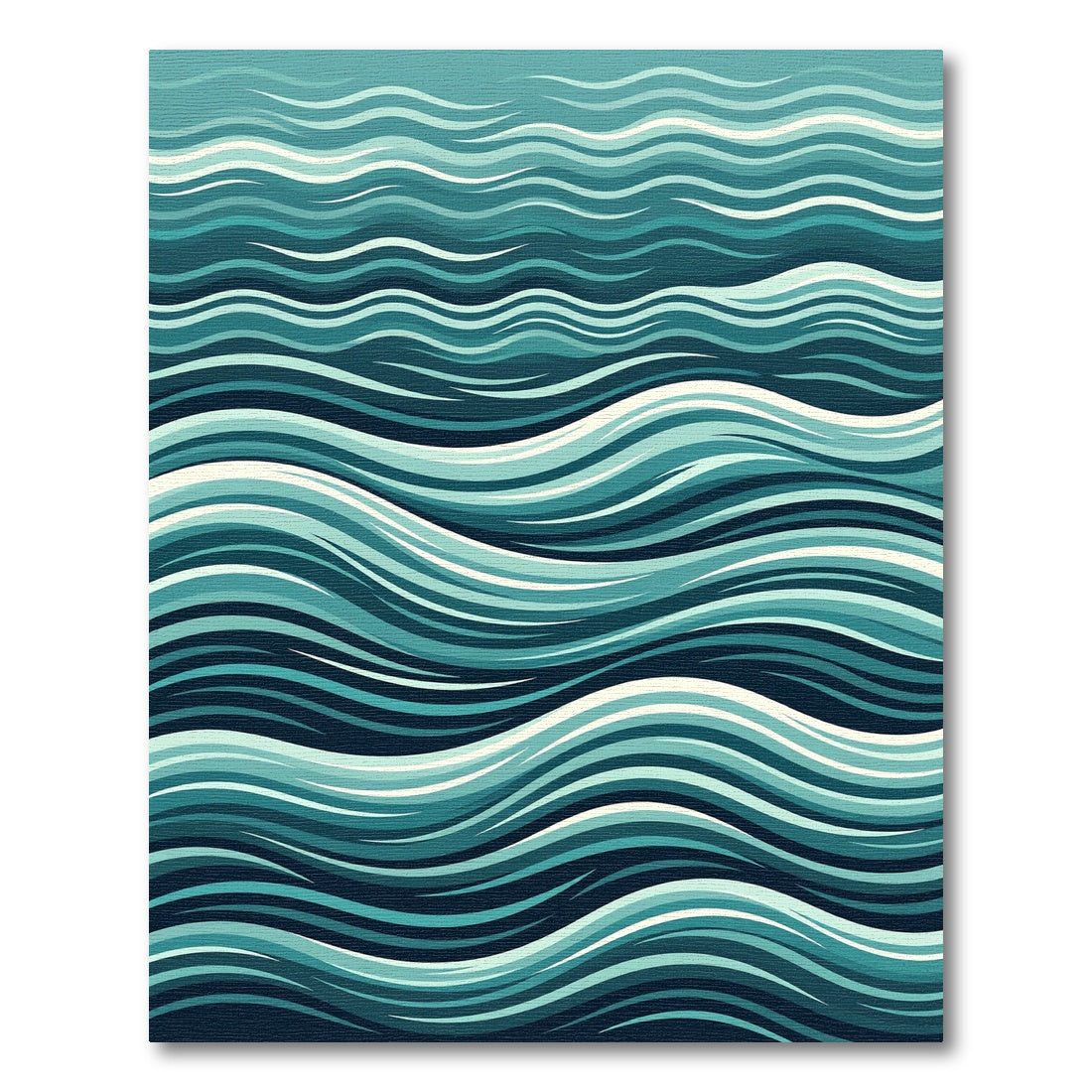 Coastal Teal Abstract Layered Wave Rug