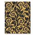 Dark Swirling Floral Vines Yellow Background Rug