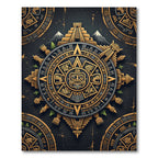 Golden Aztec Temple Slate Medallion Rug