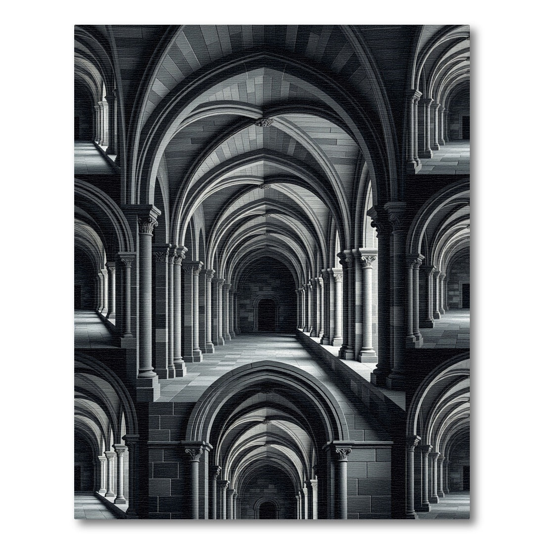Gothic Stone Archway Corridor Rug