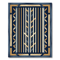 Navy Gold Rustic Wood Plaid Rug