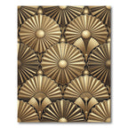 Ornate Golden Art Deco Fan Mosaic Rug