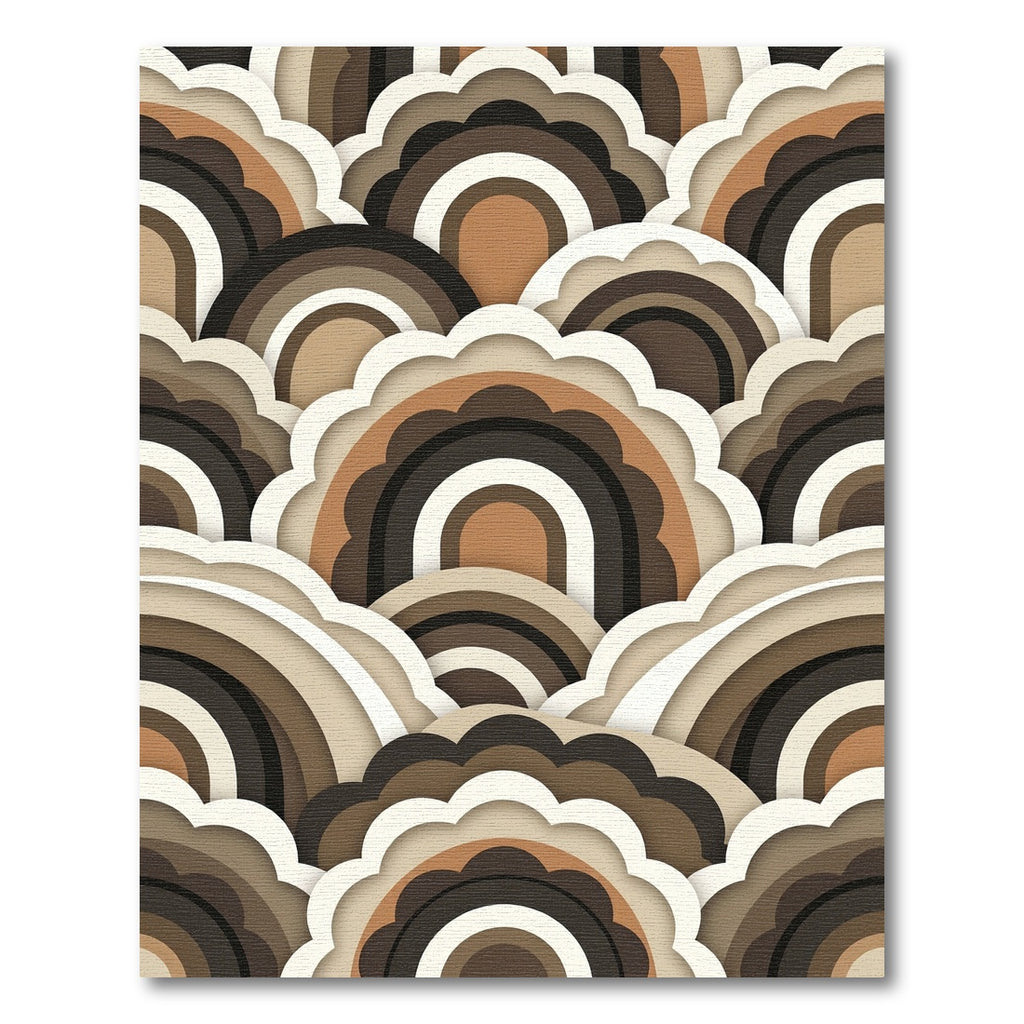 Retro Earthy Tone Layered Arches Rug