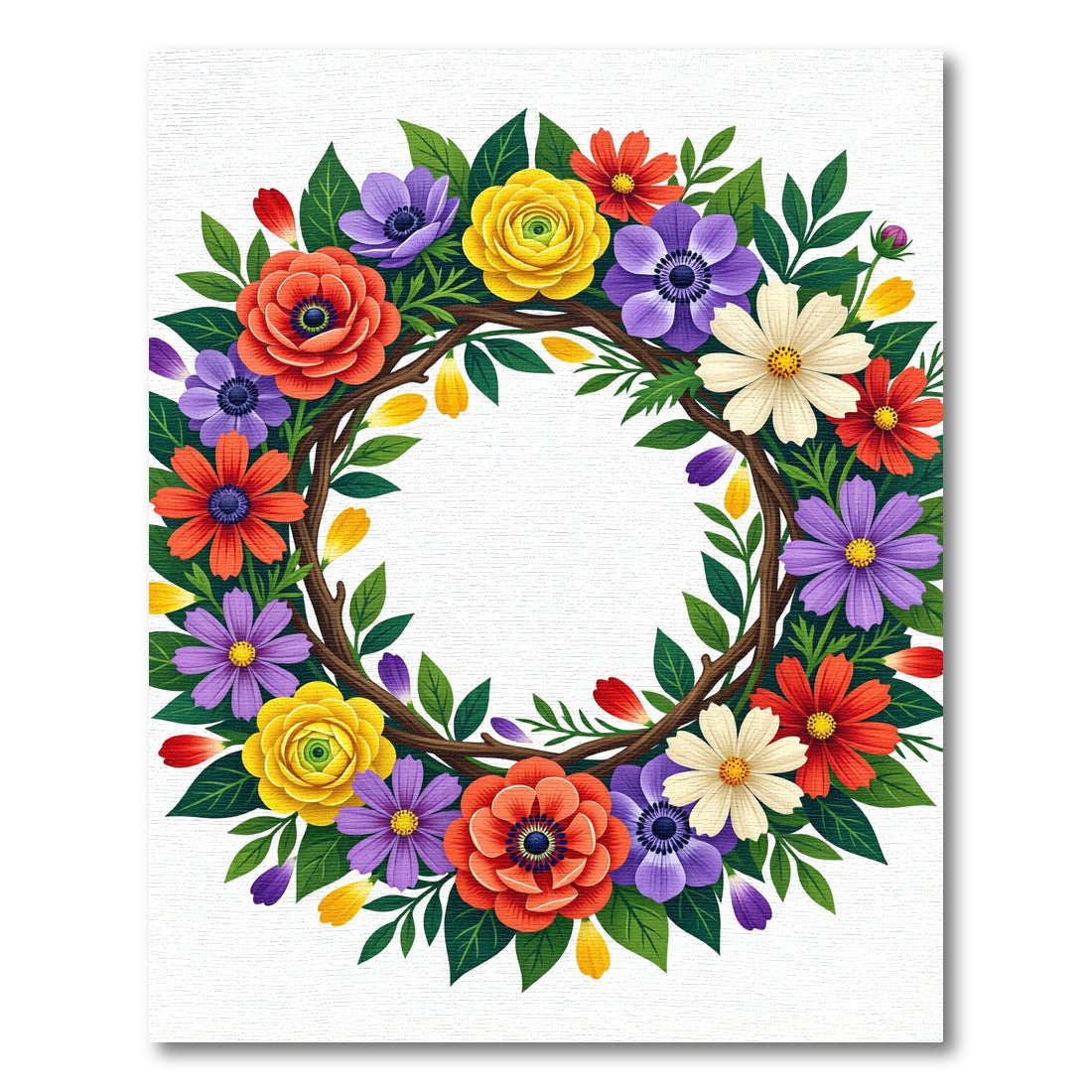 Vibrant Floral Wreath Garden Rug