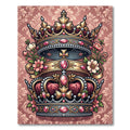 Rose Gold Crown Jeweled Floral Medallion Rug
