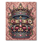 Rose Gold Crown Jeweled Floral Medallion Rug