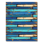 Distressed Coastal Blue Striped Plank Rug