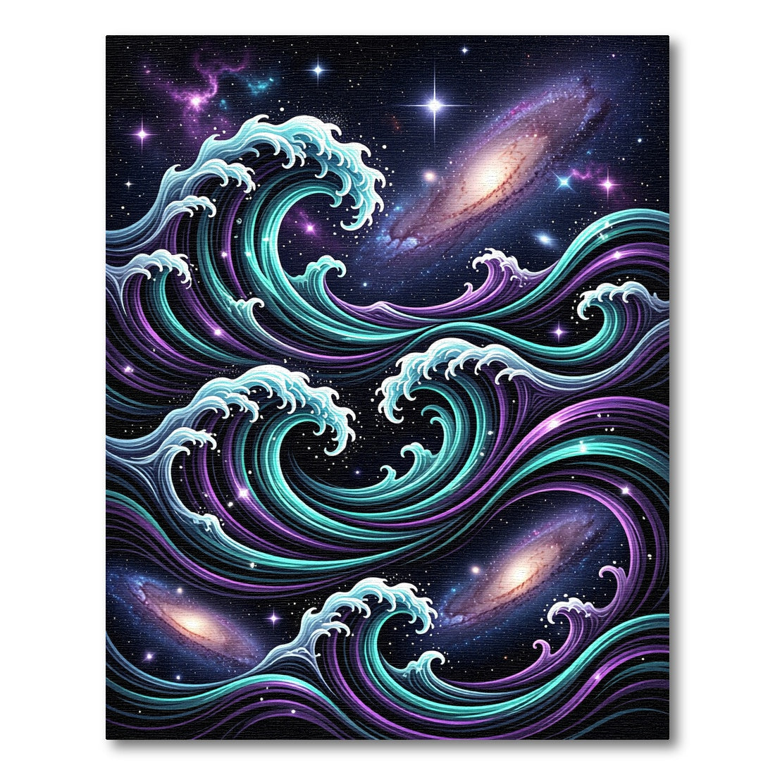 Celestial Turquoise Purple Cosmic Wave Rug