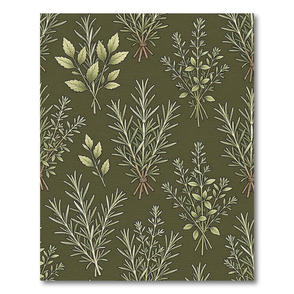 Green Herbal Bundles Botanical Wall Art Rug