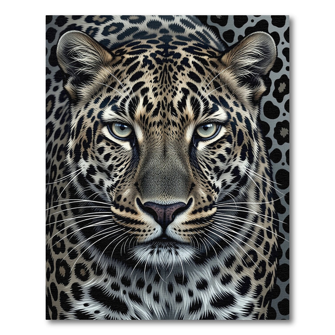 Realistic Leopard Spot Animalistic Portrait Rug