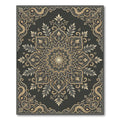 Sophisticated Charcoal Gold Filigree Medallion Rug
