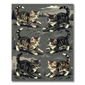 Playful Tabby Kitten Charcoal Illustration Rug