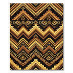 Gold and Brown Geometric Aztec Chevron Rug