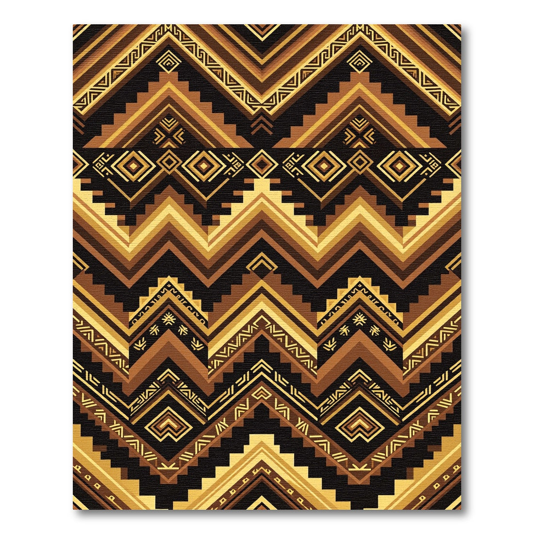 Gold and Brown Geometric Aztec Chevron Rug