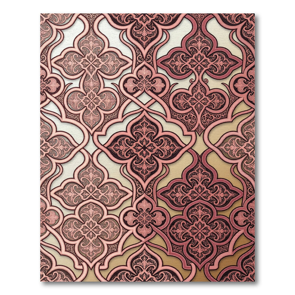 Rose Gold Quatrefoil Medallion Rug