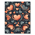 Whimsical Peach and Charcoal Swirling Hearts Rug