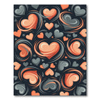Whimsical Peach and Charcoal Swirling Hearts Rug