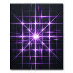 Glowing Radiant Violet Geometric Grid Rug
