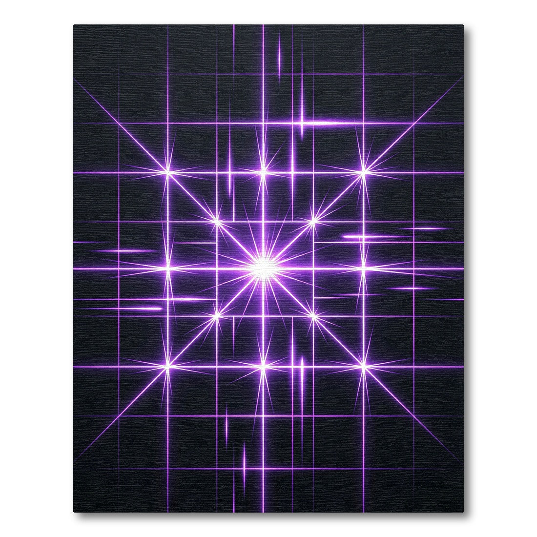 Glowing Radiant Violet Geometric Grid Rug