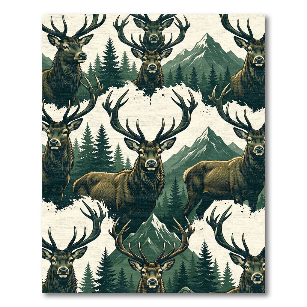 Majestic Stag Mountain Forest Scene Rug